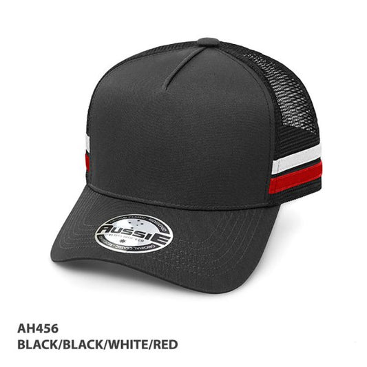 AH456 – A-Frame Striped Trucker Cap