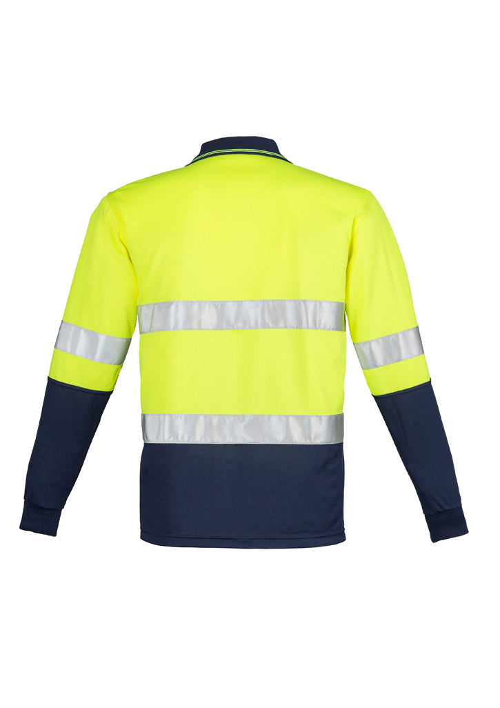 Mens Hi Vis Spliced Long Sleeve Polo - Hoop Taped ZH235