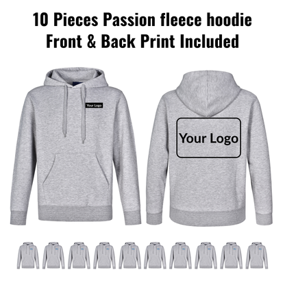 10 Pieces FL09 PASSION Fleece Hoodie Bundle - Front & Back Print Included
