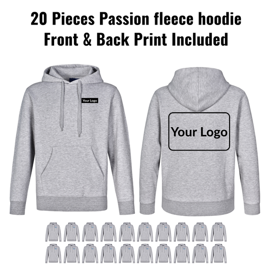 20 Pieces FL09 PASSION Fleece Hoodie Bundle - Front & Back Print Included