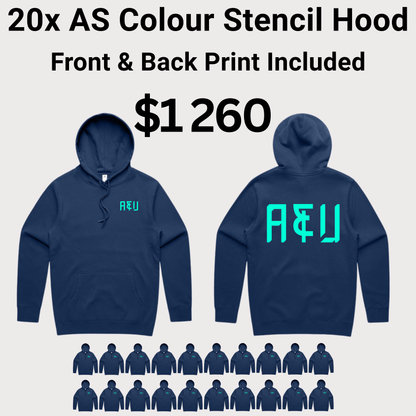20x AS Colour Stencil Hood 5102 Bundle - Front & Back Print Included $1260