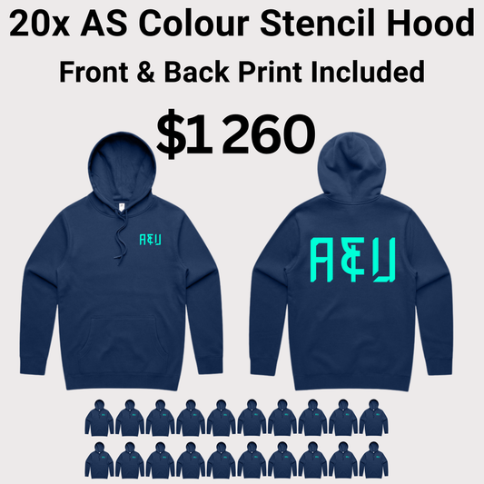 20x AS Colour Stencil Hood 5102 Bundle - Front & Back Print Included $1260