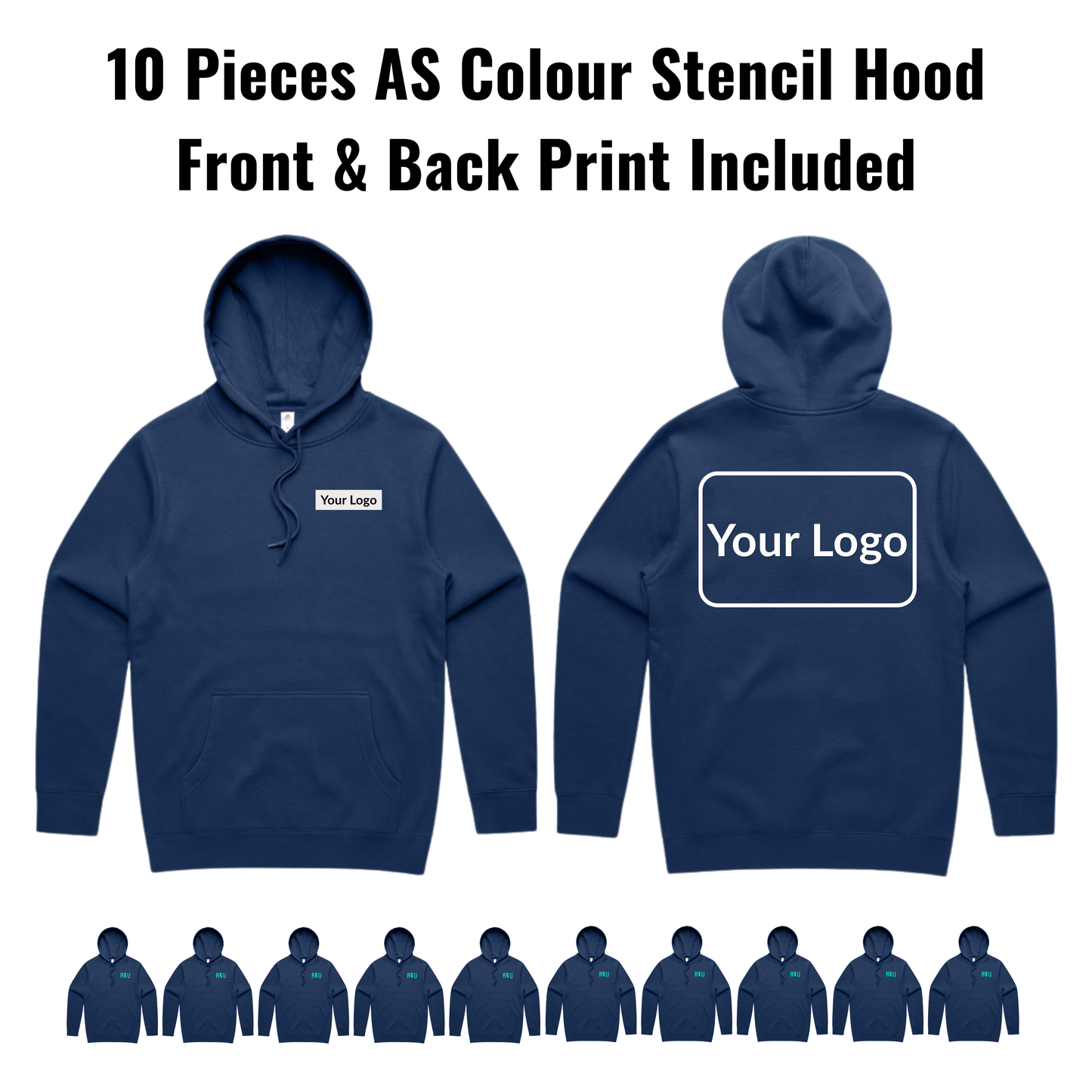 10 Pieces AS Colour Stencil Hood 5102 Bundle - Front & Back Print Included