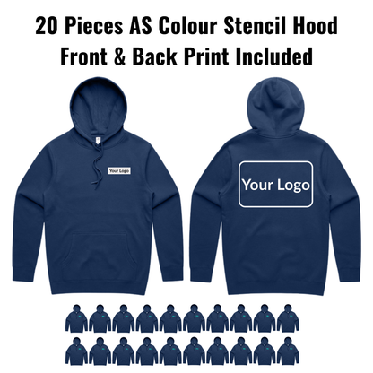 20 Pieces AS Colour Stencil Hood 5102 Bundle - Front & Back Print Included