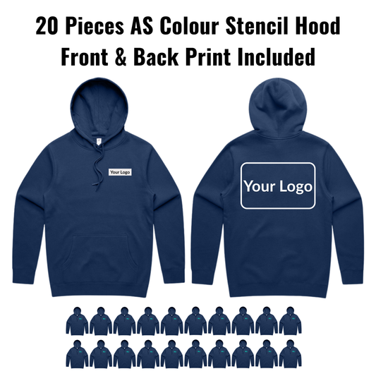 20 Pieces AS Colour Stencil Hood 5102 Bundle - Front & Back Print Included