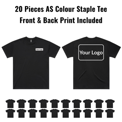 20 Pieces ASColour Staple Tee 5001 Bundle - Front & Back Print Included