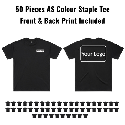 50 Pieces ASColour Staple Tee 5001 Bundle - Front & Back Print Included