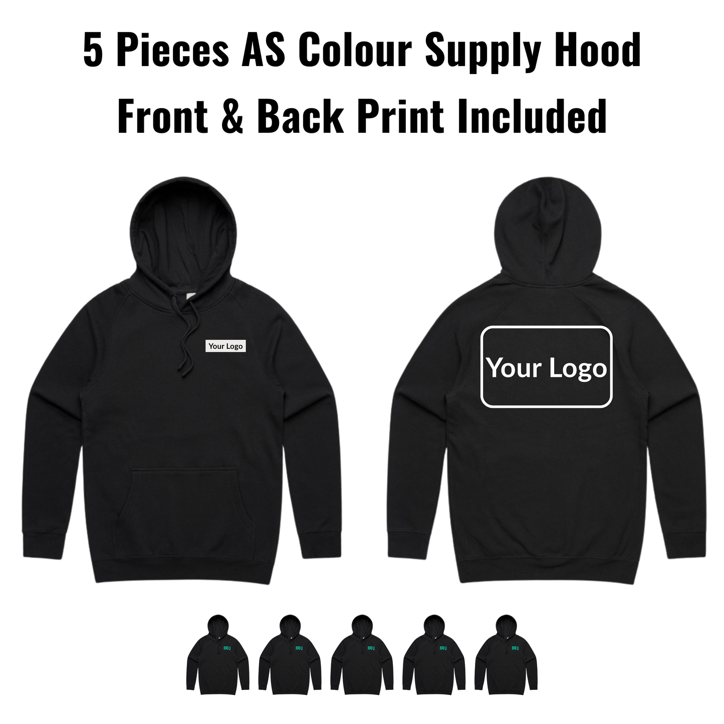 5 Pieces AS Colour Supply Hood 5101 Bundle - Front & Back Print Included