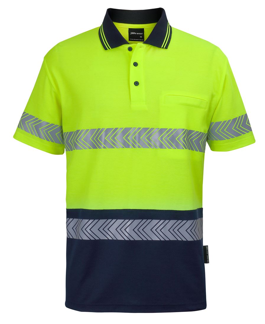 JB's Hi Vis (D+N) Cotton Back S/S Segmented Tape Polo 6HMSS
