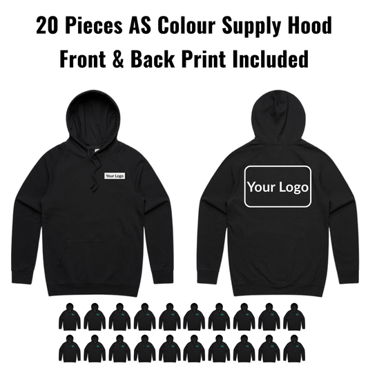20 Pieces  AS Colour Supply Hood 5101 Bundle - Front & Back Print Included