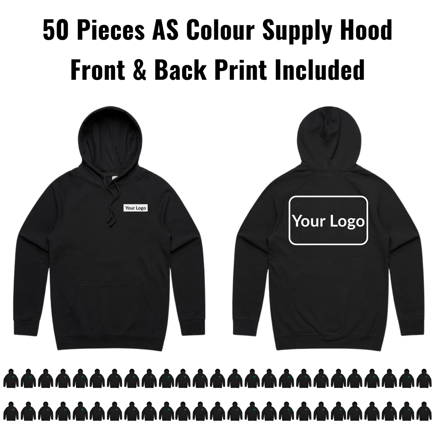 50 Pieces AS Colour Supply Hood 5101 Bundle - Front & Back Print Included
