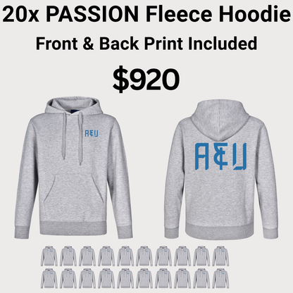 20x FL09 PASSION Fleece Hoodie Bundle - Front & Back Print Included $920