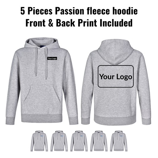 5 Pieces FL09 PASSION Fleece Hoodie Bundle - Front & Back Print Included