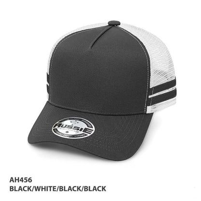 AH456 – A-Frame Striped Trucker Cap
