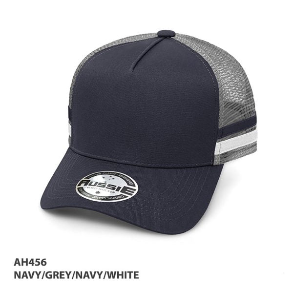 AH456 – A-Frame Striped Trucker Cap