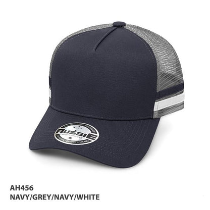 AH456 – A-Frame Striped Trucker Cap