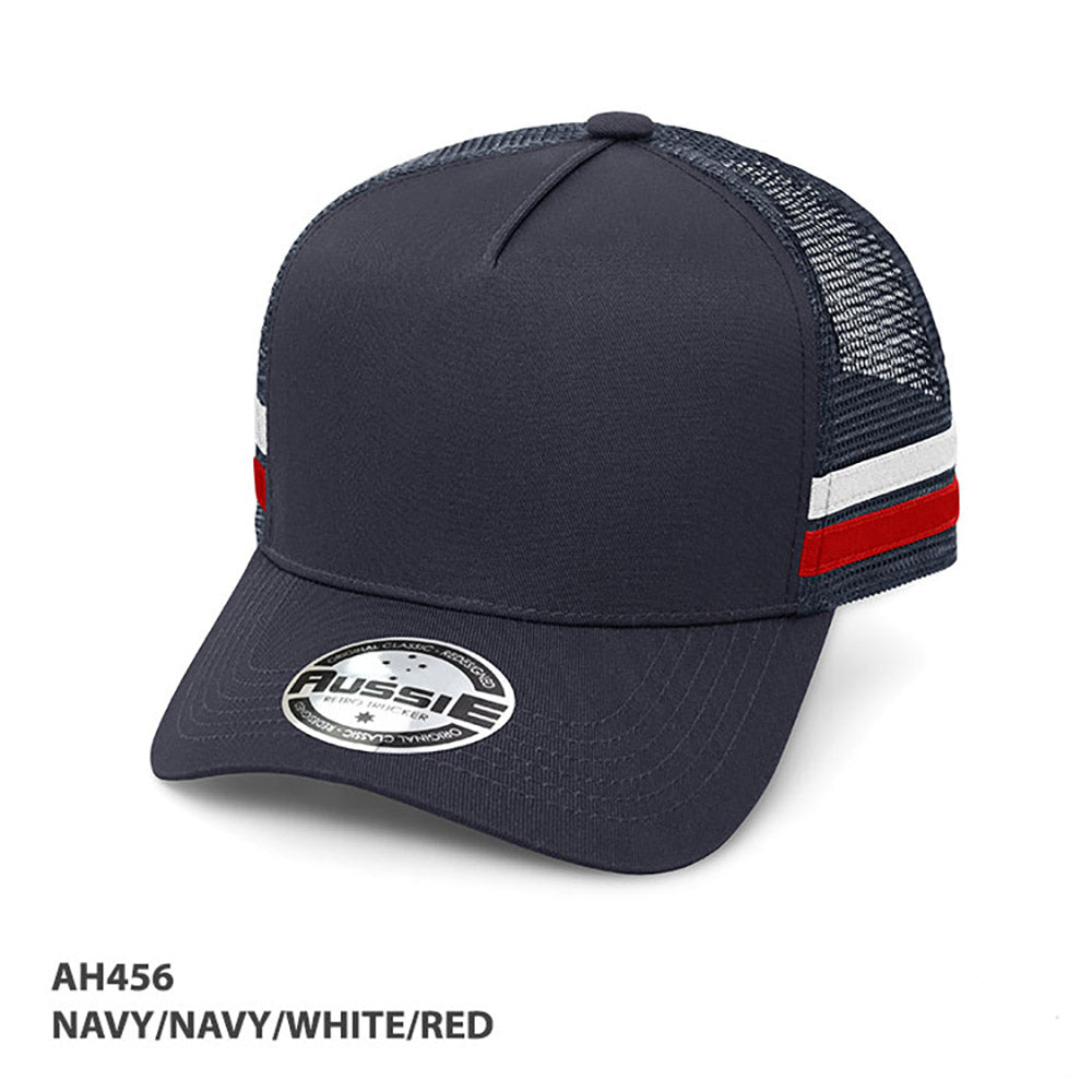 AH456 – A-Frame Striped Trucker Cap