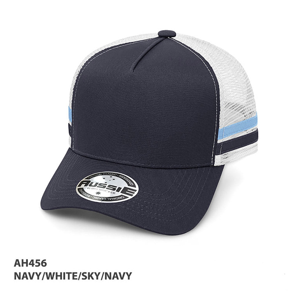 AH456 – A-Frame Striped Trucker Cap