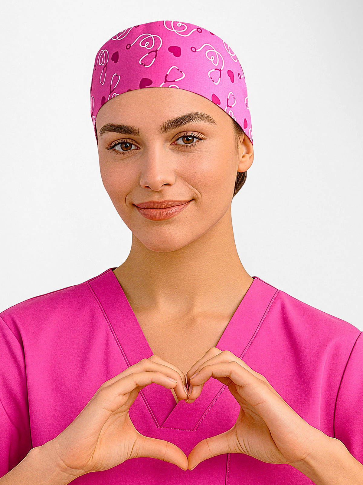 Pink Unisex Printed Scrub Cap CSC246U