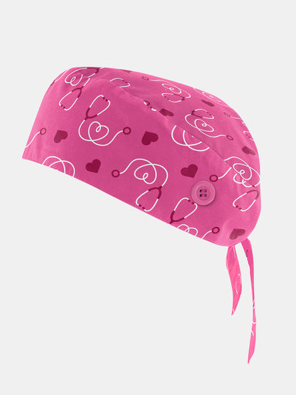 Pink Unisex Printed Scrub Cap CSC246U