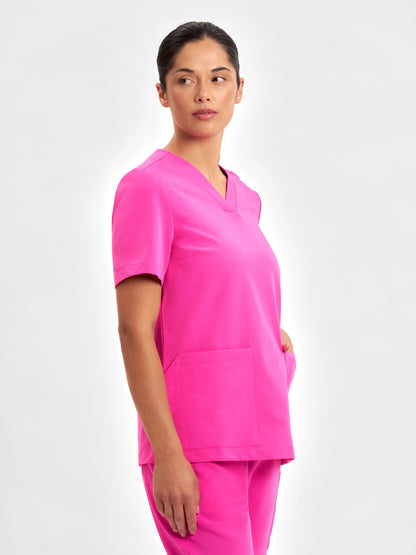 Pink Womens V-Neck Scrub Top CST245LS