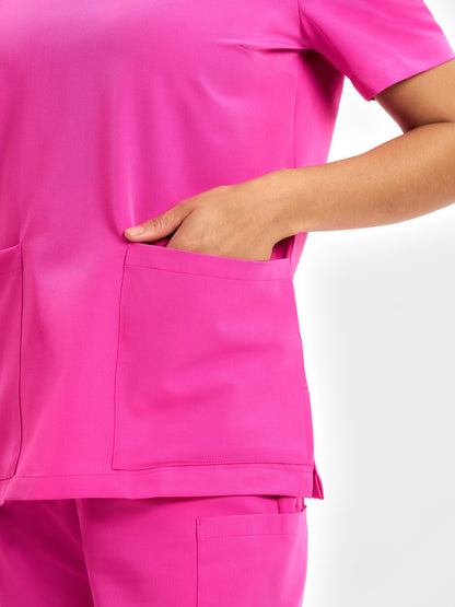 Pink Womens V-Neck Scrub Top CST245LS