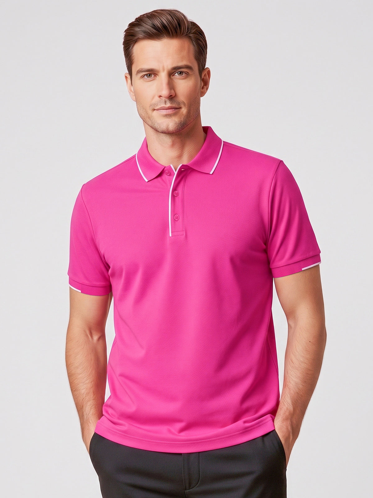 Pink Mens Short Sleeve Polo CST313MS
