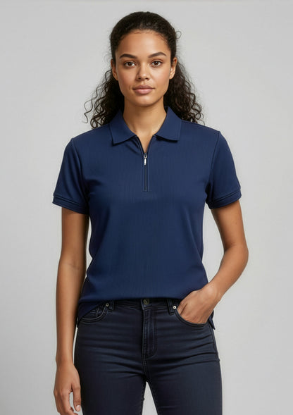 Micro Womens Waffle Short Sleeve Polo P3325