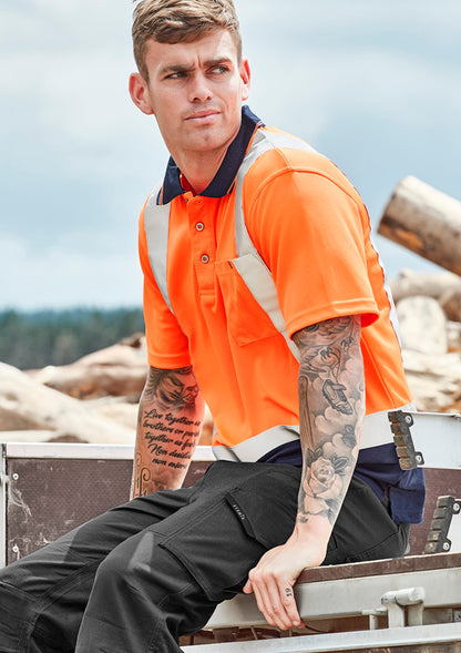 Mens Hi Vis Spliced Short Sleeve Polo - Shoulder Taped ZH233