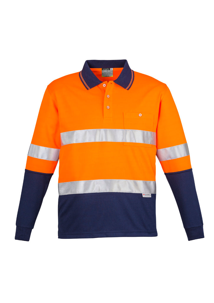 Mens Hi Vis Spliced Long Sleeve Polo - Hoop Taped ZH235