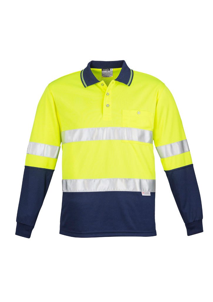 Mens Hi Vis Spliced Long Sleeve Polo - Hoop Taped ZH235