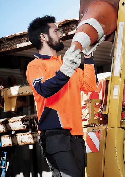 Mens Hi Vis Squad Long Sleeve Polo ZH238