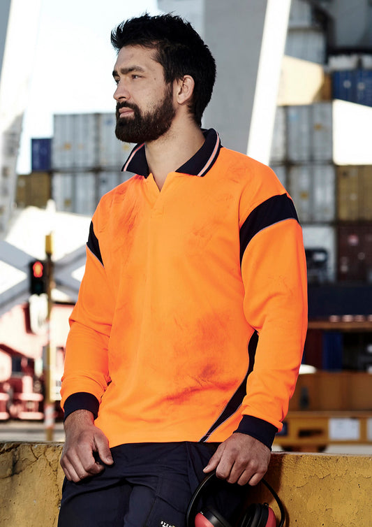 Mens Hi Vis Aztec Long Sleeve Polo ZH249