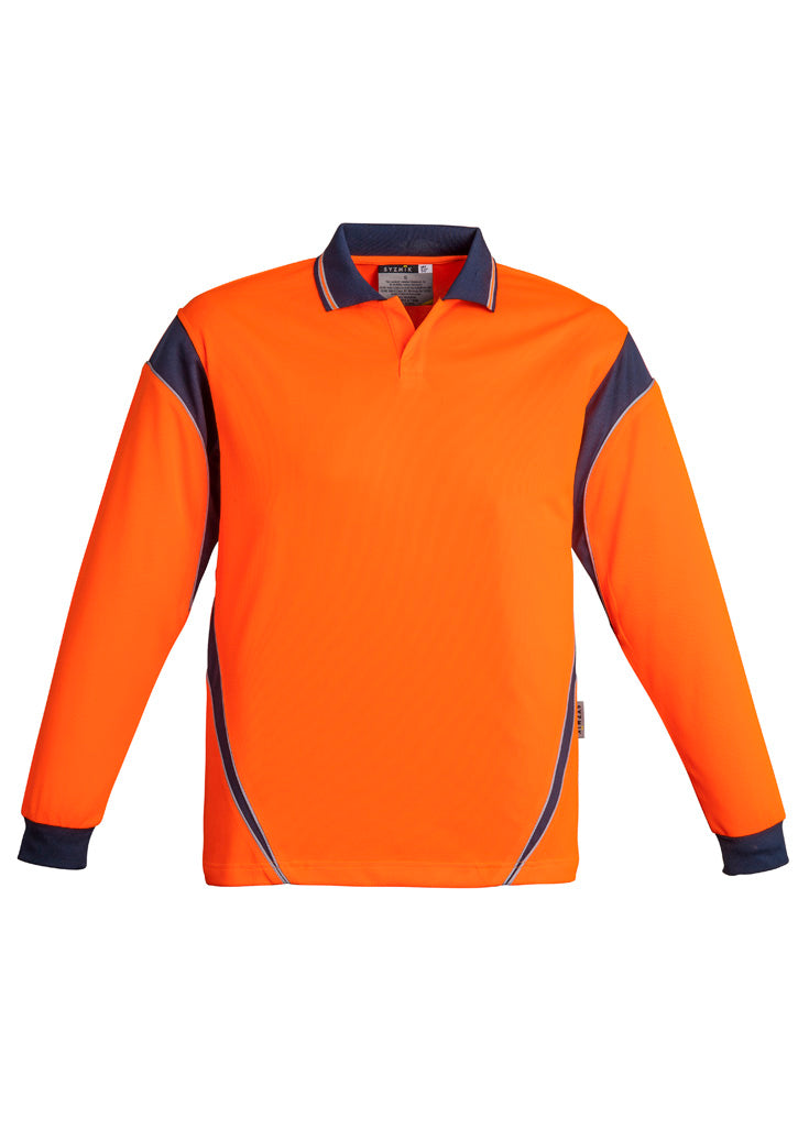 Mens Hi Vis Aztec Long Sleeve Polo ZH249