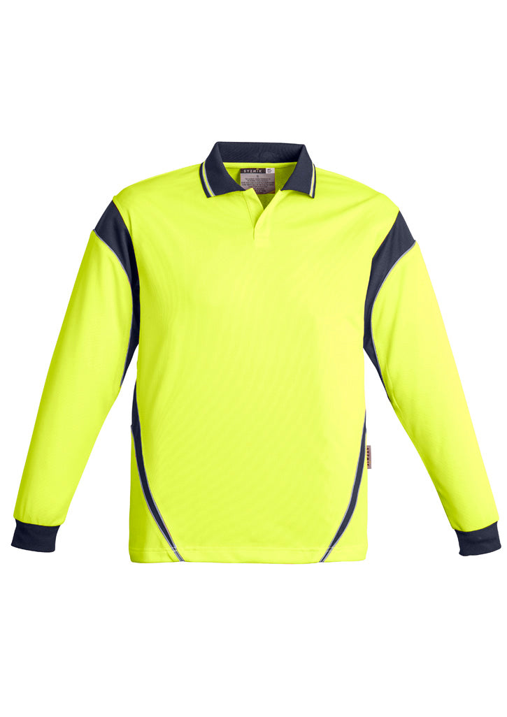 Mens Hi Vis Aztec Long Sleeve Polo ZH249
