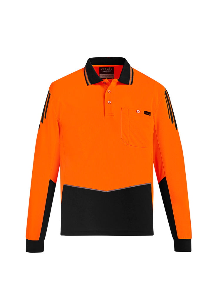 Mens Hi Vis Flux Long Sleeve Polo ZH310