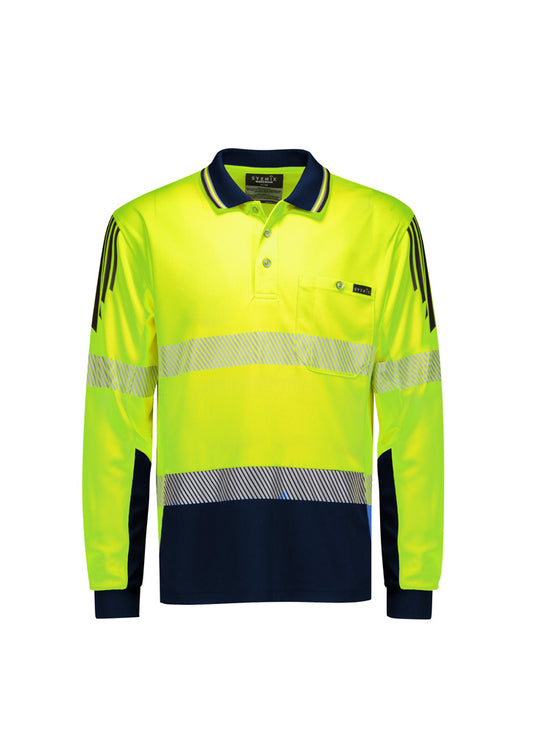 Mens Hi Vis Flux Segmented Tape Long Sleeve Polo ZH550