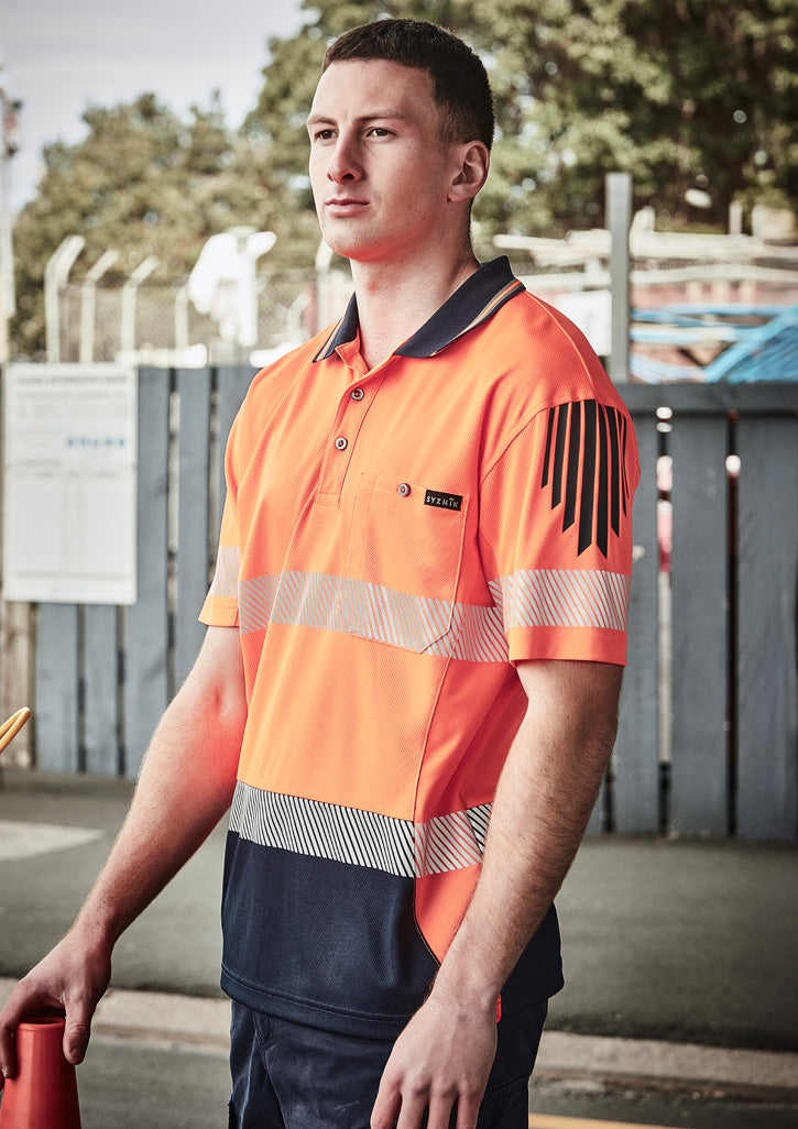 Mens Hi Vis Flux Segmented Tape Short Sleeve Polo ZH555