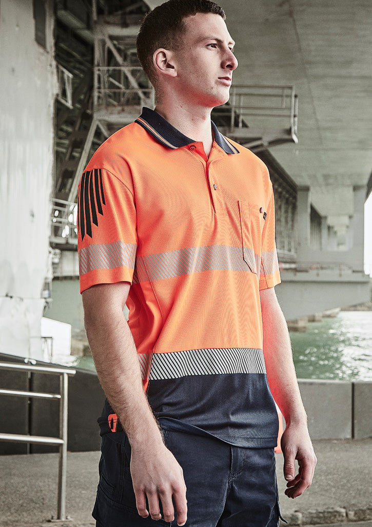Mens Hi Vis Flux Segmented Tape Short Sleeve Polo ZH555