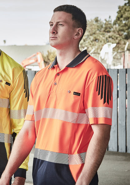 Mens Hi Vis Flux Segmented Tape Short Sleeve Polo ZH555