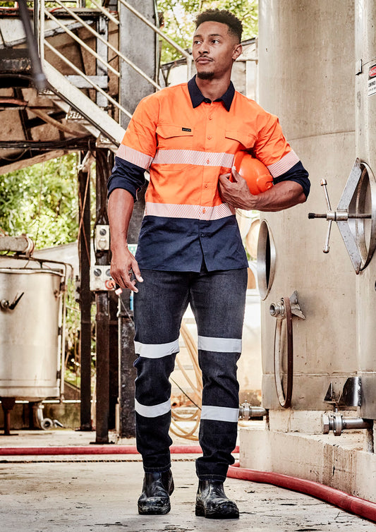Mens Rugged Cooling Hi Vis Segmented Tape Long Sleeve Shirt ZW229