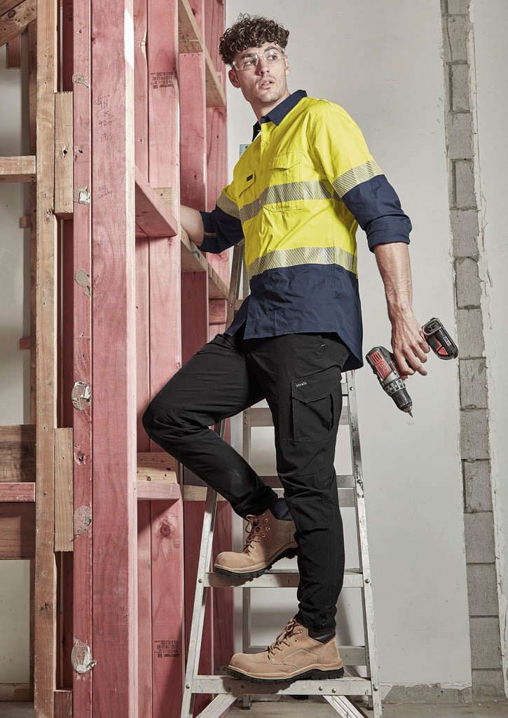 Mens Rugged Cooling Hi Vis Segmented Tape Long Sleeve Shirt ZW229