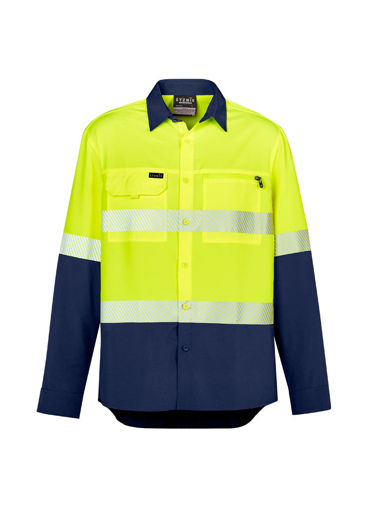 Mens Hi Vis Outdoor Segmented Tape Long Sleeve Shirt ZW470