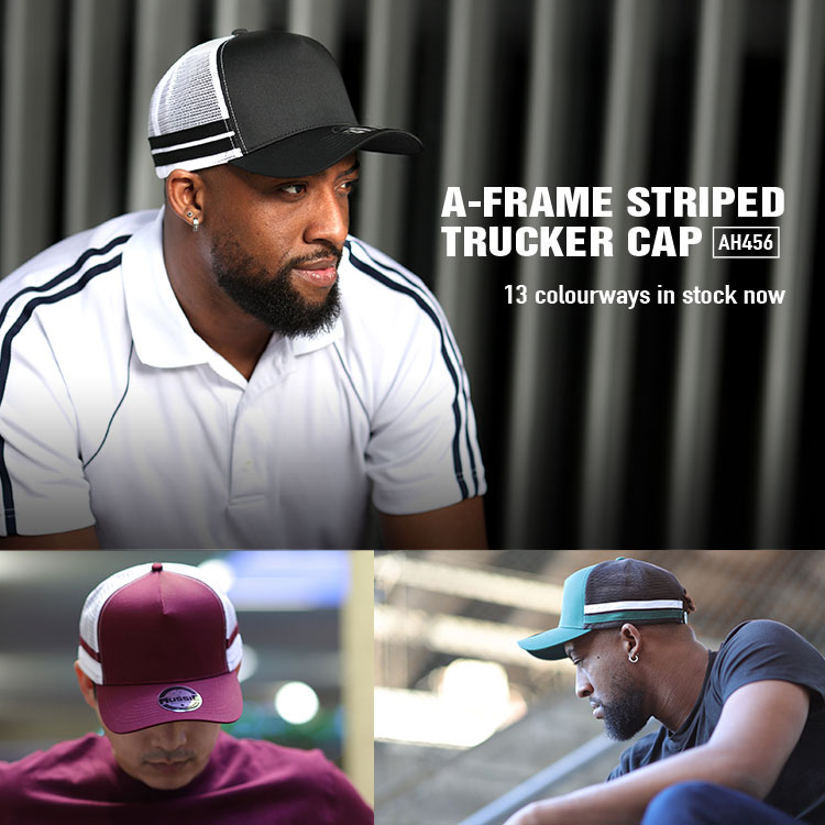 AH456 – A-Frame Striped Trucker Cap